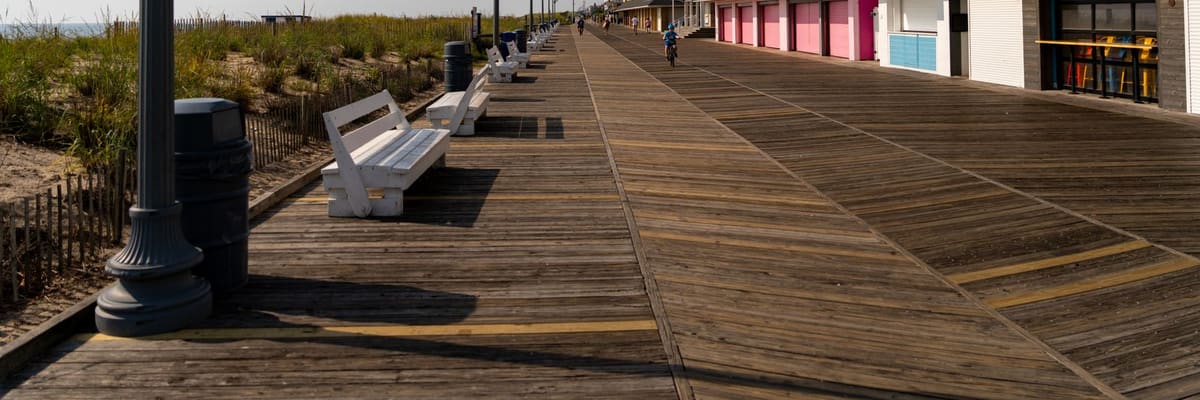 The boardwalk at Rehoboth Beach, Delaware, on a sunny day